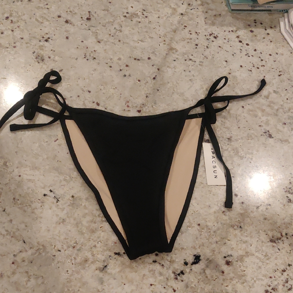 New!PacSun Swim Eco Black Side Tie Bikini Bottom Y2K Cottagecore Girlhood Beach